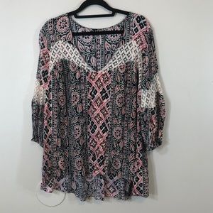 Free People Floral Lace Boho Gypsy  Tunic Top